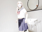 双马尾女孩，在厕所被猛烈中出