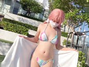 泳池户外露出，家里猛烈中出