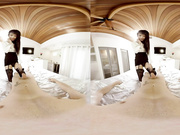 Hot Asian slut makes a footjob and suck your cock